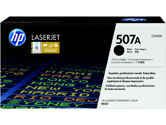 HP 507A Black Original LaserJet Toner Cartridge, CE400A